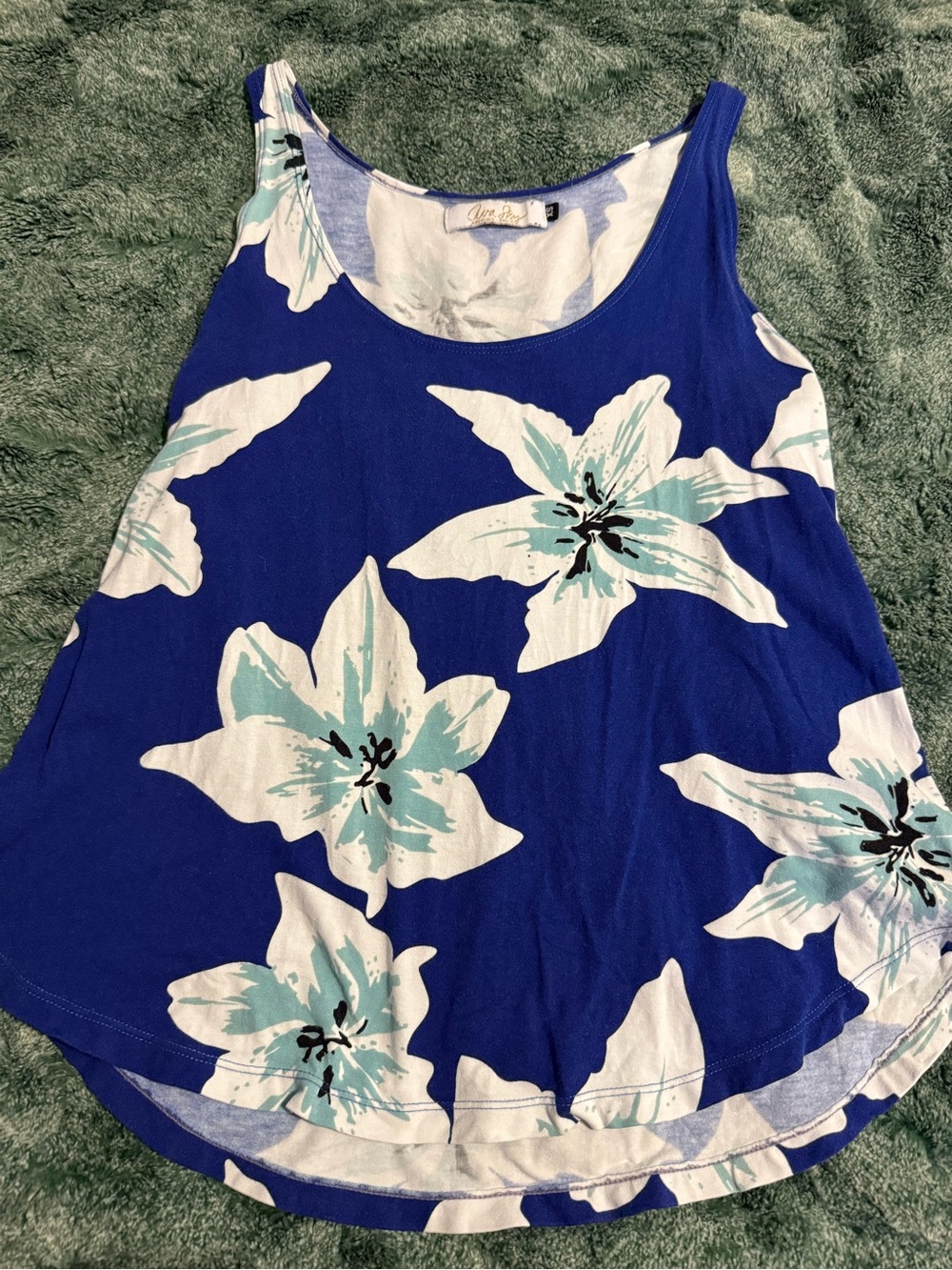 Ava Sky Royal Blue Floral Tank Top